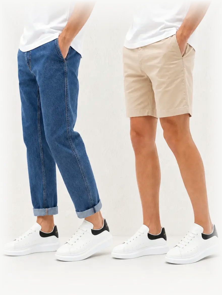 Jeans, cargos, shorts — it just works